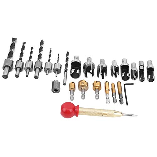 Ausla Holzbearbeitungsbohrbit, 8pcs Holzstecker-Cutter-Bohrer-Bit-Set, Komplette Schandwerkzeuge, Hochgeschwindigkeitsstahlbits mit 3-Punkte-Bitbit für Holzbearbeitung von Ausla