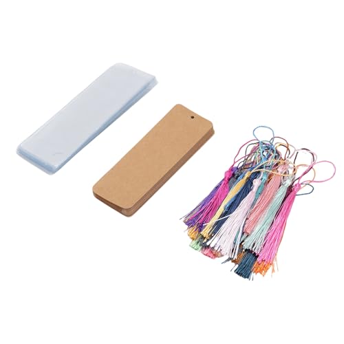 Ausla Leeres Lesezeichen-Set, 30er Set Blanko-Lesezeichen-Bastelset mit Farbigen Quasten und Hüllen für DIY-Projekte Dekoration (BROWN) von Ausla