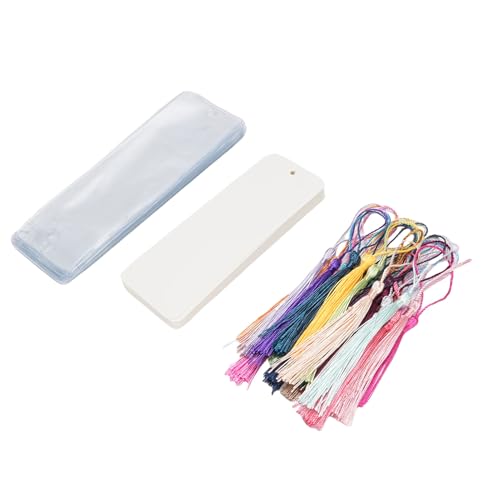 Ausla Leeres Lesezeichen-Set, 30er Set Blanko-Lesezeichen-Bastelset mit Farbigen Quasten und Hüllen für DIY-Projekte Dekoration (WHITE) von Ausla