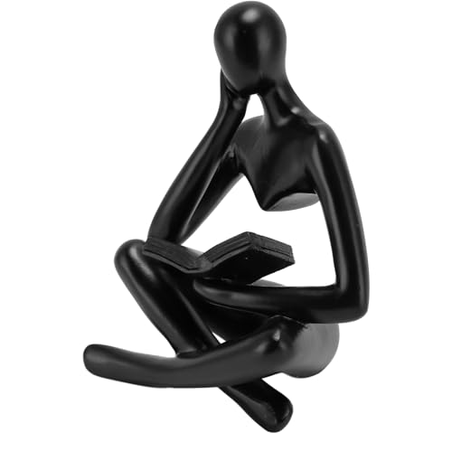 Ausla Lesenstatue, Abstrakte Sitzende Skulpturenstatue für Wohnkultur mit Exquisiten Details und Premium -Material, Ideales für Schüler, Freunde und Kollegen (BLACK) von Ausla