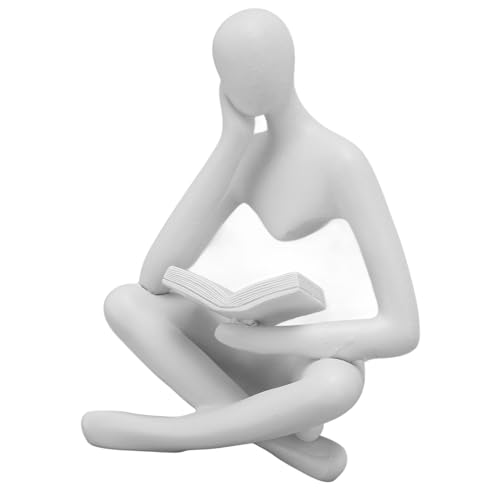 Ausla Lesenstatue, Abstrakte Sitzende Skulpturenstatue für Wohnkultur mit Exquisiten Details und Premium -Material, Ideales für Schüler, Freunde und Kollegen (WHITE) von Ausla