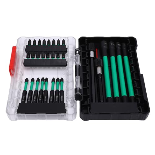 Ausla Schlag-Treiber-Bit-Set, Schlag-Bit-Set 33 Stück S2 Nuss Treiber Legierter Stahl Sechs Kant für Holz-Metall Zement Bohrung von Ausla
