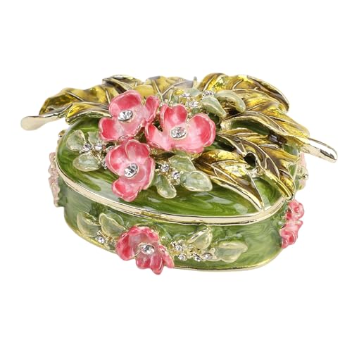 Ausla Vintage Metall -Schmuckschatulle, Grüne Emaille -Schmuckstücksschachtel mit Blattblumendesign für Schmuck und Zubehör Speicher Ausla Vintage Metall -Schmuckschatulle, Grüne Emaille -Schmuckstücksschachtel mit Blattblumendesign für Schmuck und Zubehör Speicher von Ausla