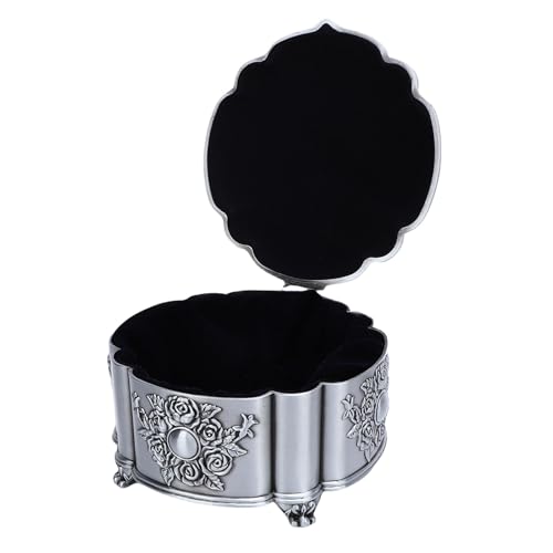 Ausla Vintage Metall -Schmuckschatulle, Zinklegierung mit Samtinnere, Geprägter Rosendesign für die Aufbewahrung von Ringen Ohrringen Halsketten, für Frauen und Mädchen Ausla Vintage Metall -Schmuckschatulle, Zinklegierung mit Samtinnere, Geprägter Rosendesign für die Aufbewahrung von Ringen Ohrringen Halsketten, für Frauen und Mädchen von Ausla