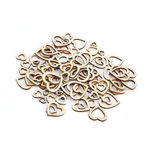 Ausla "Wood Hearts, 200Pcs 10-30mm Hohle Holzherzen Handgemachte Heimdekoration für DIY-Projekte" (Pfirsich Herz Hollow) von Ausla