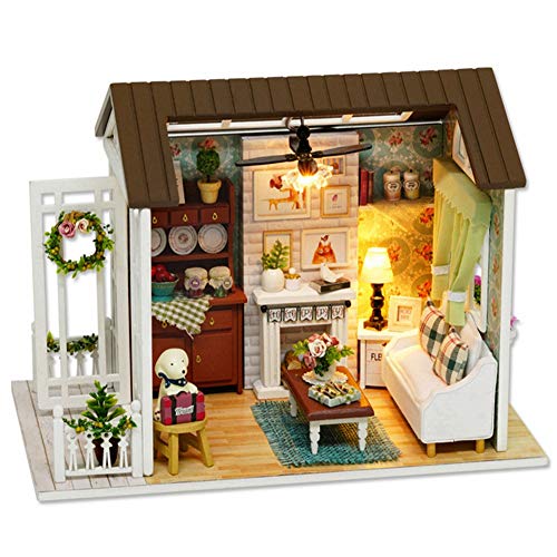 DIY Puppenhaus Miniatur Puppenhaus Holzbausatz mit Möbeln und LED-Licht Kreative Geburtstagsgeschenke für Kinder und Erwachsene, Heiße Feiertage von Ausla