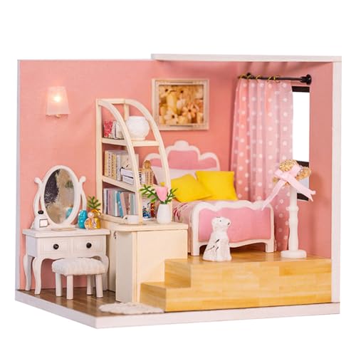 DIY Puppenhaus Miniatur Puppenhaus Holzbausatz mit Möbeln und LED-Licht Kreative Geburtstagsgeschenke für und Erwachsene, Happy Nest von Ausla