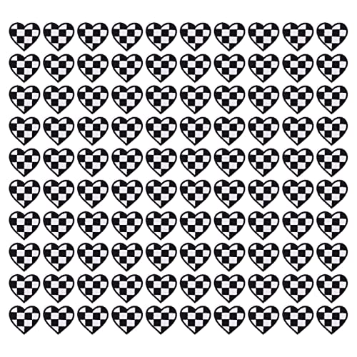 Eisen auf Flecken, Herzförmige Flecken 100pcs Schwarze Weiße Netze Herzstil -Flecken, Gestickte DIY -Applikationen für Kleidertaschen Hüte von Ausla