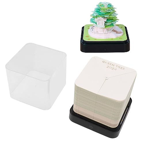 Handgefertigte Baumhauskunst, Aaax2 Batterieleistung, 2024 Einzigartiger 3D -Papierkalender für Home Office Desk mit Wöchentlichem Globuskalender, Hergestellt aus Papier (GREEN) von Ausla