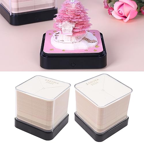 Handgefertigte Baumhauskunst, Aaax2 Batterieleistung, 2024 Einzigartiger 3D -Papierkalender für Home Office Desk mit Wöchentlichem Globuskalender, Hergestellt aus Papier (Rosa) von Ausla