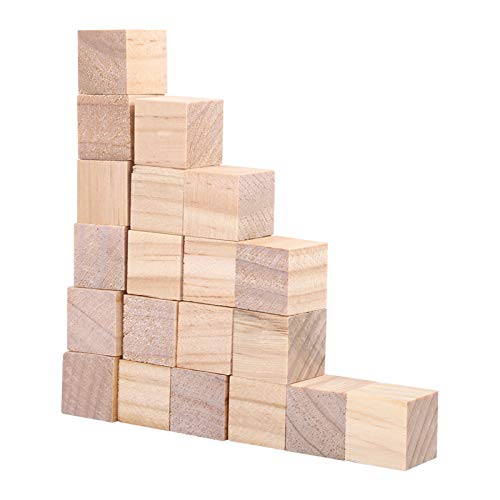 Holz Würfel, Quadratische hölzerne Würfel, Holzwürfel Blanko Deko Holz Basteln Holz Quadrat Würfel Natur Deko zum Basteln Malen DIY Handwerk Dekoration (20tlg. x 20mm) von Ausla