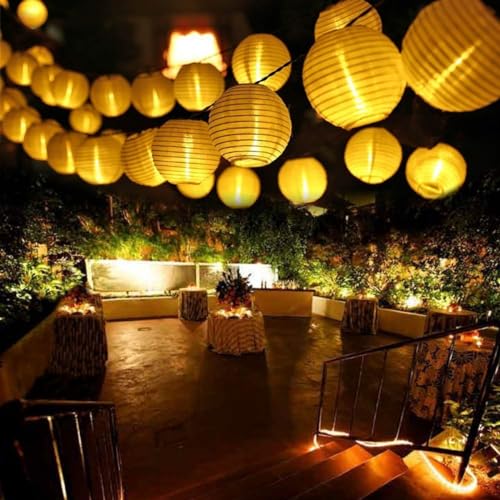 Ausolee Solar Lichterkette Lampion Außen,5.5 Meter 20 LED Laternen 8 Modi,lampions Außen Wetterfest IP65,Outdoor Lichterkette Solar Für Garten, Hof, Hochzeit, Fest Deko (gelb) von Ausolee