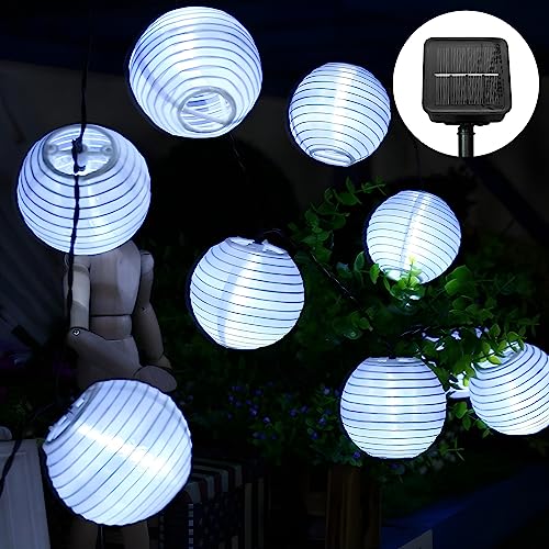 Ausolee Solar Lichterkette Lampion Außen,5.5 Meter 20 LED Laternen 8 Modi,lampions Außen Wetterfest IP65,Outdoor Lichterkette Solar Für Garten, Hof, Hochzeit, Fest Deko (Weiß) von Ausolee