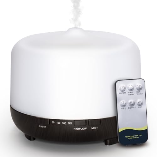 Austepax 500ml Ätherisches Öl Diffusor, Aroma Duftöle Aromatherapie Diffuser Ultraschall kalten Nebel Befeuchter, 8 Farben Weiches Licht Modus Trockenes Wasser Automatisch Abschalten - Schwarz Austepax 500ml Ätherisches Öl Diffusor, Aroma Duftöle Aromatherapie Diffuser Ultraschall kalten Nebel Befeuchter, 8 Farben Weiches Licht Modus Trockenes Wasser Automatisch Abschalten - Schwarz von Austepax
