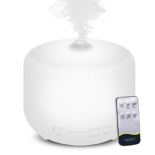 Austepax 500ml Ätherisches Öl Diffusor, Aroma Duftöle Aromatherapie Diffuser Ultraschall kalten Nebel Befeuchter, 8 Farben Weiches Licht Modus Trockenes Wasser Automatisch Abschalten - Weiß von Austepax