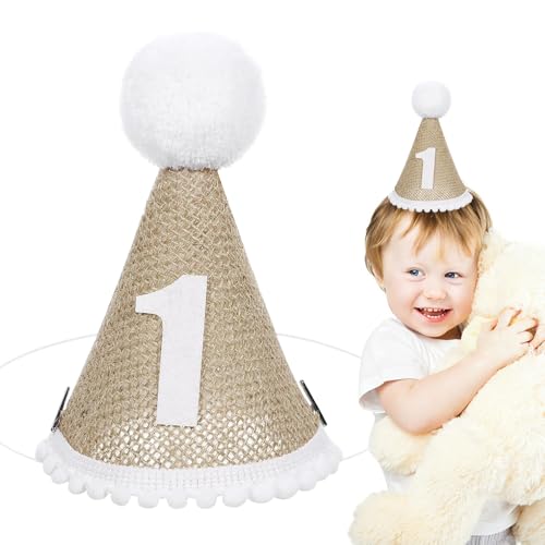 Auswalar 1 x Hut für den 1. Geburtstag, 1. Geburtstag, Khaki, handgefertigt, Leinenkegel, für Mädchen und Jungen, Foto-Requisite, Party-Dekoration, Partyhüte Auswalar 1 x Hut für den 1. Geburtstag, 1. Geburtstag, Khaki, handgefertigt, Leinenkegel, für Mädchen und Jungen, Foto-Requisite, Party-Dekoration, Partyhüte von Auswalar