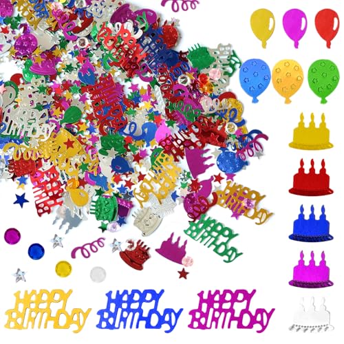 Buntes Happy Birthday-Konfetti, mehrfarbiges Tischkonfetti, für Geburtstagsdekoration, Tisch, Regenbogen-Party-Dekorationen (45 g), 3 Stück von Auswalar