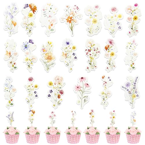 Cupcake-Topper mit Wildblumen-Motiv, Baby in Blüte, Cupcake-Geburtstag, Partyzubehör für Mädchen und Frauen, Hochzeitsfeier, 60 Stück Cupcake-Topper mit Wildblumen-Motiv, Baby in Blüte, Cupcake-Geburtstag, Partyzubehör für Mädchen und Frauen, Hochzeitsfeier, 60 Stück von Auswalar
