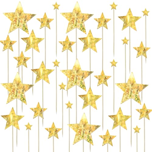 Cupcake-Topper mit goldenen Sternen, glitzernder kleiner Stern, Kuchendekorationen in verschiedenen Größen, für Geburtstag, Hochzeit, Verlobung, Brautparty, Partyzubehör, 70 Stück Cupcake-Topper mit goldenen Sternen, glitzernder kleiner Stern, Kuchendekorationen in verschiedenen Größen, für Geburtstag, Hochzeit, Verlobung, Brautparty, Partyzubehör, 70 Stück von Auswalar