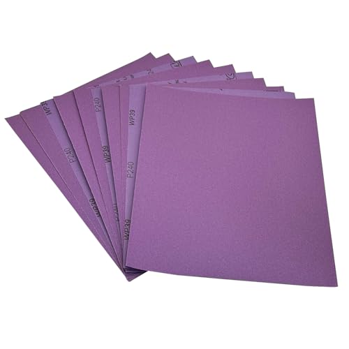 AutKerige Schleifpapier 240 Körnung, 230 x 280mm 10 Stück Schleifpapier Nass, Aluminiumoxid Schleifpapier Set für, Metall, Glas, Auto, Holzmöbel von AutKerige