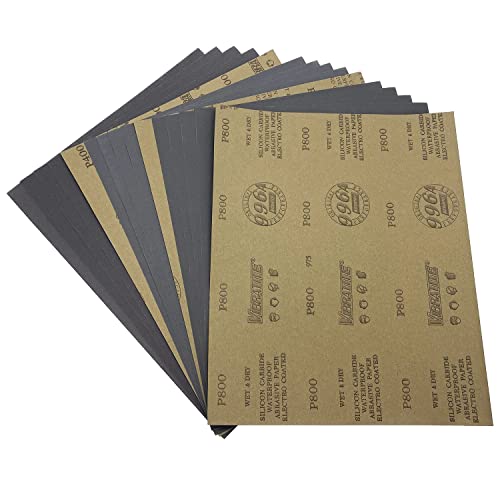 Schleifpapier (400 600 800) körnung, 15 stück 230 x 280mm Nass-und-Trocken Schleifblätter für Handwerk Glas Metall Rostentfernung von AutKerige