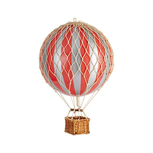 Authentic Models | Deko Heißluftballon Travels Light AP161SR | Durchmesser: 18cm | Silber-rot | Miniatur Heißluftballon Deko von Authentic Models