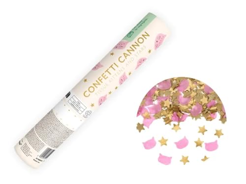 4X KONFETTI Streamer Kanone Bombe Konfettikannone Gender Reveal Auto-schmuck (Katzen und goldene Sterne, 20 cm) von Auto-schmuck so einfach so kreativ