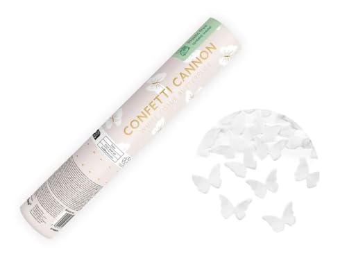 4X KONFETTI Streamer Kanone Bombe Konfettikannone Gender Reveal Auto-schmuck (Weiße Schmetterlinge, 20 cm) von Auto-schmuck so einfach so kreativ