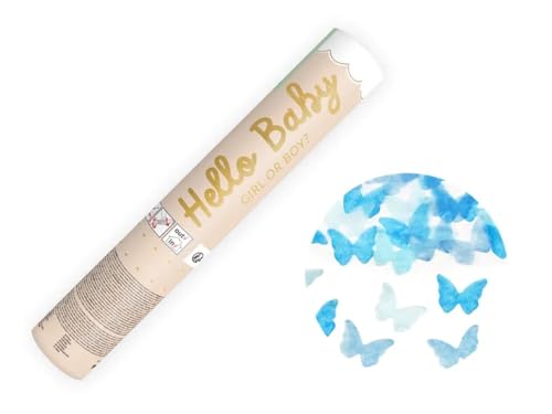 4x KONFETTI Streamer Kanone Bombe Konfettikannone Gender Reveal Auto-schmuck (Boy Schmetterlinge, 20 cm) von Auto-schmuck so einfach so kreativ