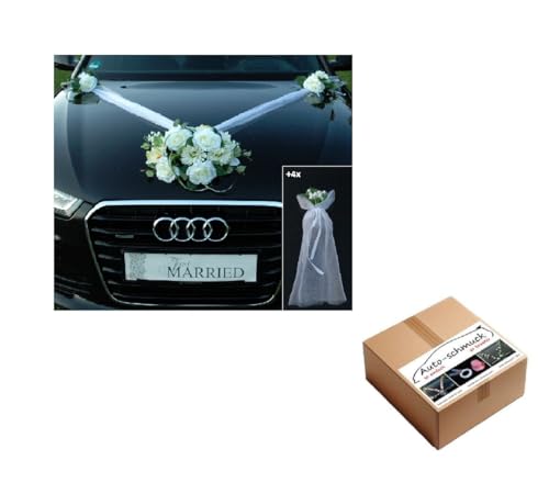 Autoschmuck Spitze STRAUß Auto Schmuck Braut Paar Rose Deko Dekoration Hochzeit Car Auto Wedding Deko PKW (SS GER Weiß) von Auto-schmuck so einfach so kreativ