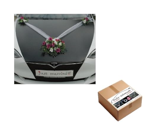 Autoschmuck Spitze STRAUß Auto Schmuck Braut Paar Rose Deko Dekoration Hochzeit Car Auto Wedding Deko PKW (SS Mix Violett) von Auto-schmuck so einfach so kreativ