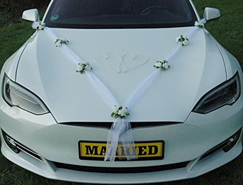 Hochzeitskränze Braut Paar Rose Deko Dekoration Autoschmuck Hochzeit Car Auto Wedding Deko Girlande PKW ®Auto-schmuck… (Weiß 3) von Auto-schmuck so einfach so kreativ