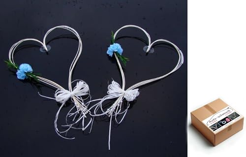 ROMANTISCHE Herzen Autoschmuck Auto Schmuck Braut Paar Rose Deko Dekoration Hochzeit Car Auto Wedding Deko (Blau) von Auto-schmuck so einfach so kreativ