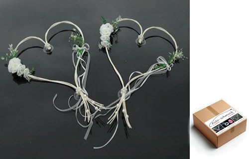 ROMANTISCHE Herzen Autoschmuck Auto Schmuck Braut Paar Rose Deko Dekoration Hochzeit Car Auto Wedding Deko (Ecru 6) von Auto-schmuck so einfach so kreativ