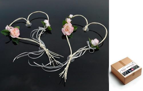 ROMANTISCHE Herzen Autoschmuck Auto Schmuck Braut Paar Rose Deko Dekoration Hochzeit Car Auto Wedding Deko (Hellrosa) von Auto-schmuck so einfach so kreativ