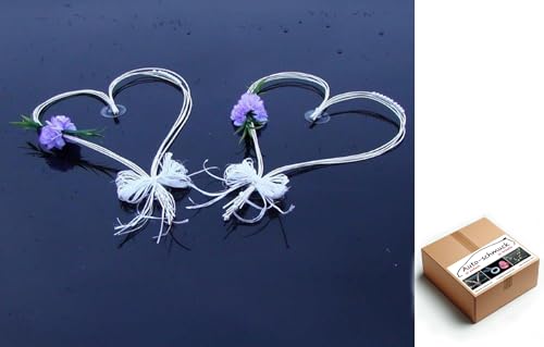 ROMANTISCHE Herzen Autoschmuck Auto Schmuck Braut Paar Rose Deko Dekoration Hochzeit Car Auto Wedding Deko (Lila) von Auto-schmuck so einfach so kreativ