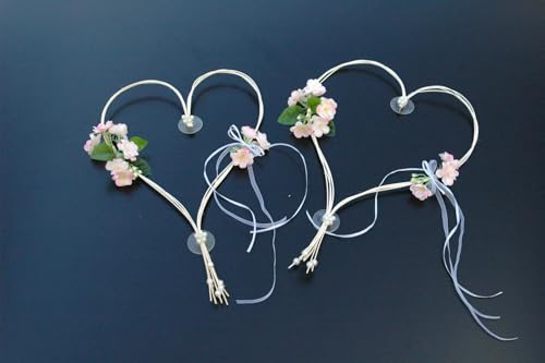 ROMANTISCHE Herzen Autoschmuck Auto Schmuck Braut Paar Rose Deko Dekoration Hochzeit Car Auto Wedding Deko (Rosa 3) von Auto-schmuck so einfach so kreativ