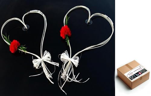 ROMANTISCHE Herzen Autoschmuck Auto Schmuck Braut Paar Rose Deko Dekoration Hochzeit Car Auto Wedding Deko (Rot) von Auto-schmuck so einfach so kreativ