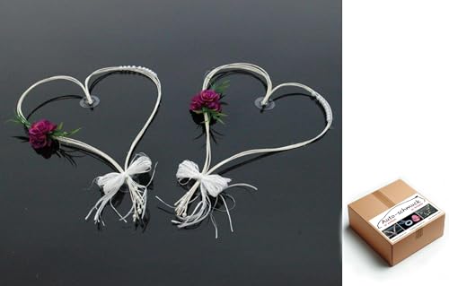 ROMANTISCHE Herzen Autoschmuck Auto Schmuck Braut Paar Rose Deko Dekoration Hochzeit Car Auto Wedding Deko (Violett) von Auto-schmuck so einfach so kreativ