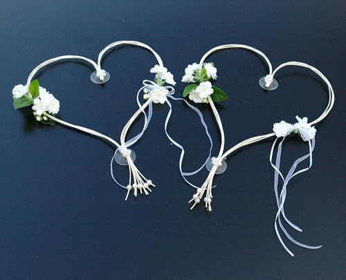 ROMANTISCHE Herzen Autoschmuck Auto Schmuck Braut Paar Rose Deko Dekoration Hochzeit Car Auto Wedding Deko (Weiß 3) von Auto-schmuck so einfach so kreativ