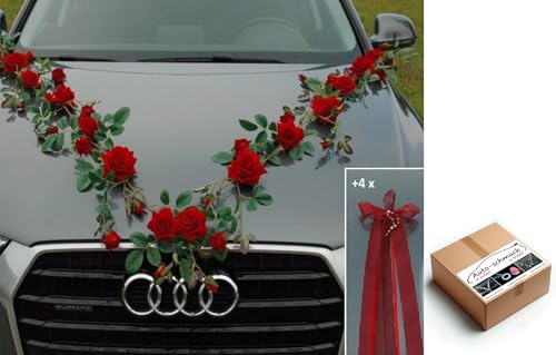 Rosen Girlande Braut Paar Rose Deko Dekoration Autoschmuck Hochzeit Car Auto Wedding ®Auto-schmuck Deko PKW (Exclusive Rot) von Auto-schmuck so einfach so kreativ