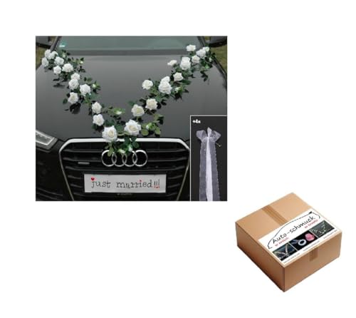 Rosen Girlande Braut Paar Rose Deko Dekoration Autoschmuck Hochzeit Car Auto Wedding ®Auto-schmuck Deko PKW (Exclusive Weiß) von Auto-schmuck so einfach so kreativ