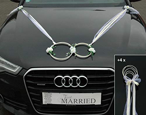 SANFTES Ringe Braut Paar Rose Deko Tauben Herze Dekoration Hochzeit Car Auto Wedding Deko (Ecru) von Auto-schmuck so einfach so kreativ