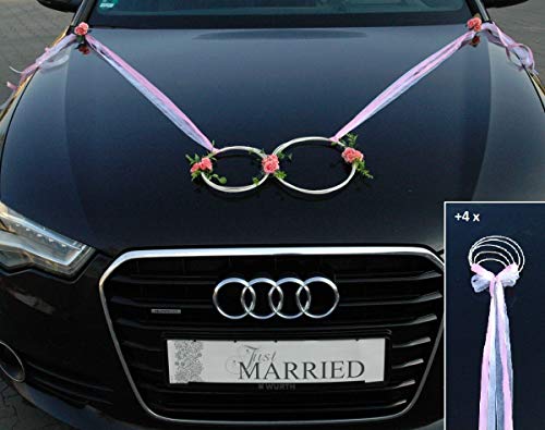 SANFTES Ringe Braut Paar Rose Deko Tauben Herze Dekoration Hochzeit Car Auto Wedding Deko (rosa) von Auto-schmuck so einfach so kreativ