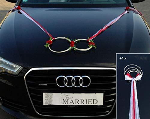 SANFTES Ringe Braut Paar Rose Deko Tauben Herze Dekoration Hochzeit Car Auto Wedding Deko (rot) von Auto-schmuck so einfach so kreativ