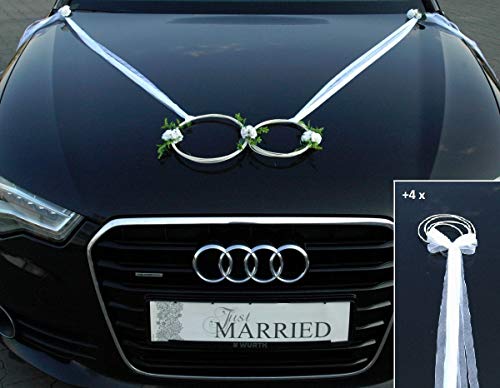 SANFTES Ringe Braut Paar Rose Deko Tauben Herze Dekoration Hochzeit Car Auto Wedding Deko (weiß) von Auto-schmuck so einfach so kreativ