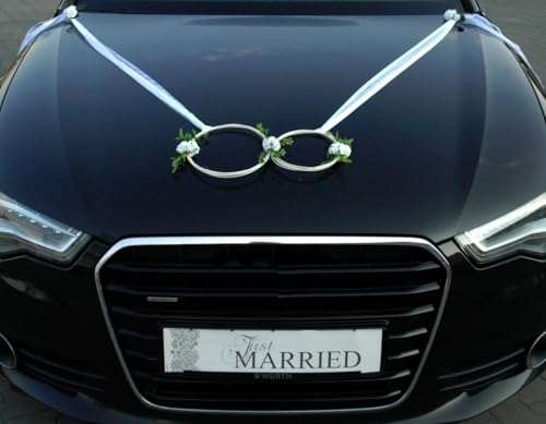 SANFTES Ringe Braut Paar Rose Deko Tauben Herze Dekoration Hochzeit Car Auto Wedding Deko (weiß) von Auto-schmuck so einfach so kreativ