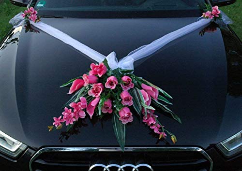 Spitze STRAUß Auto Schmuck Braut Paar Rose Deko Dekoration Hochzeit Car Auto Wedding Deko PKW (Rosa 5) von Auto-schmuck so einfach so kreativ