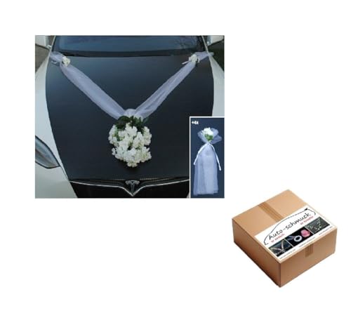 Spitze STRAUß Auto Schmuck Braut Paar Rose Deko Dekoration Hochzeit Car Auto Wedding Deko PKW (Weiß 3) von Auto-schmuck so einfach so kreativ