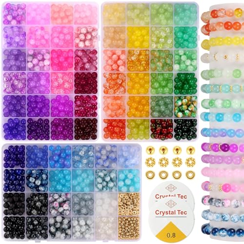 24 Farben 11520 Stück Perlen Set Zum Auffädeln, 6mm Perlen für Armbänder, Perlenset Polymer Clay Beads für DIY Schmuck Halskette Ohrringe Kette Inklusive Schere (24 Farben Smileys) von AutoPrevails
